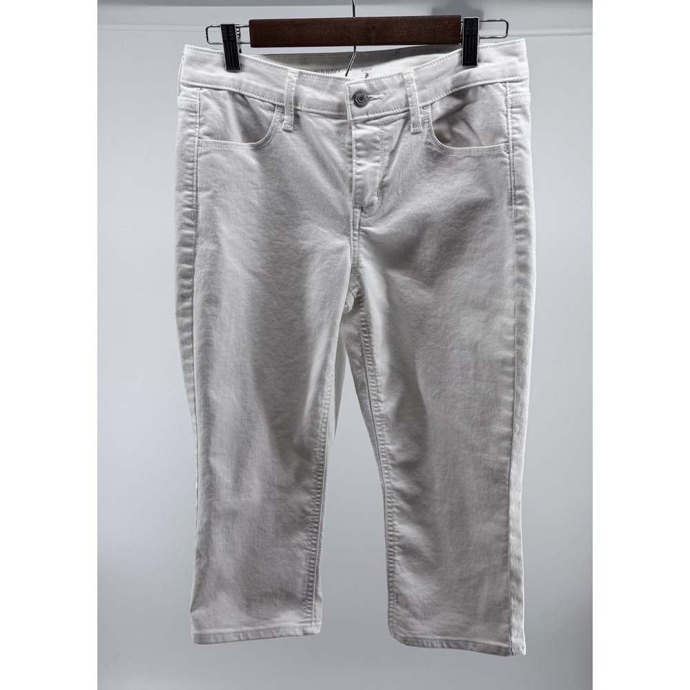 Old Navy WOW Mid Rise White Capri Jeans Women's Size 6 Stretch Denim Pants - Picture 2 of 8